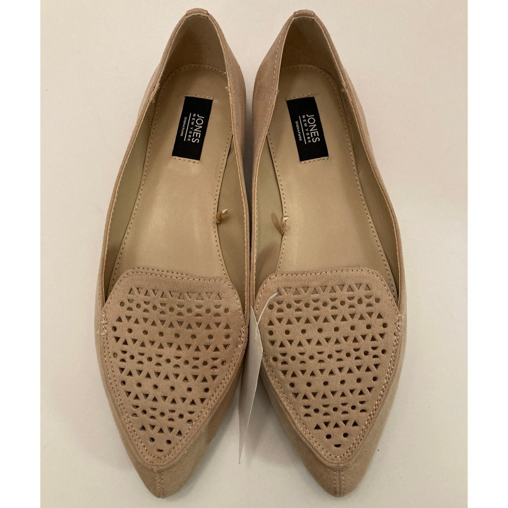 NWT JONES NEW YORK Flat Shoes Womens 7M Beige Samantha Faux Suede Slip On Light - Picture 6 of 10